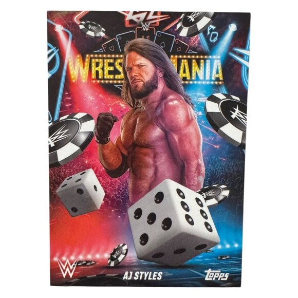 2025 Topps Wrestlemania 41 WWE WORLD Vegas Exclusive Card LE WM-12 AJ STYLES - Picture 1 of 4